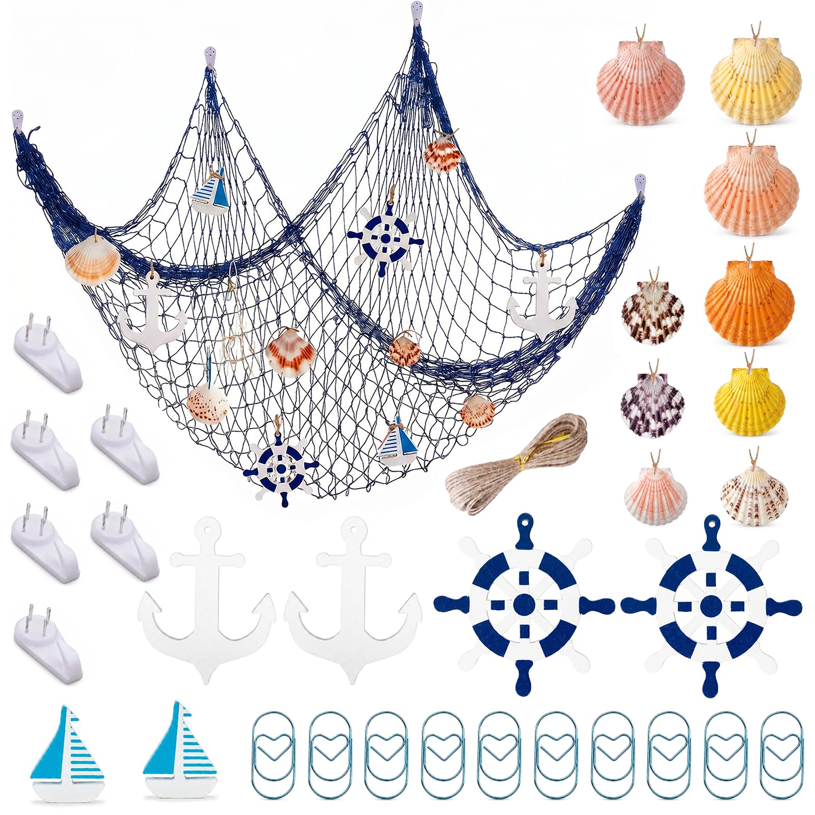 SZHUGEKI 1 rete da pesca decorativa da 2 m, decorazione a rete da pesca naturale, decorazione per feste, bagno