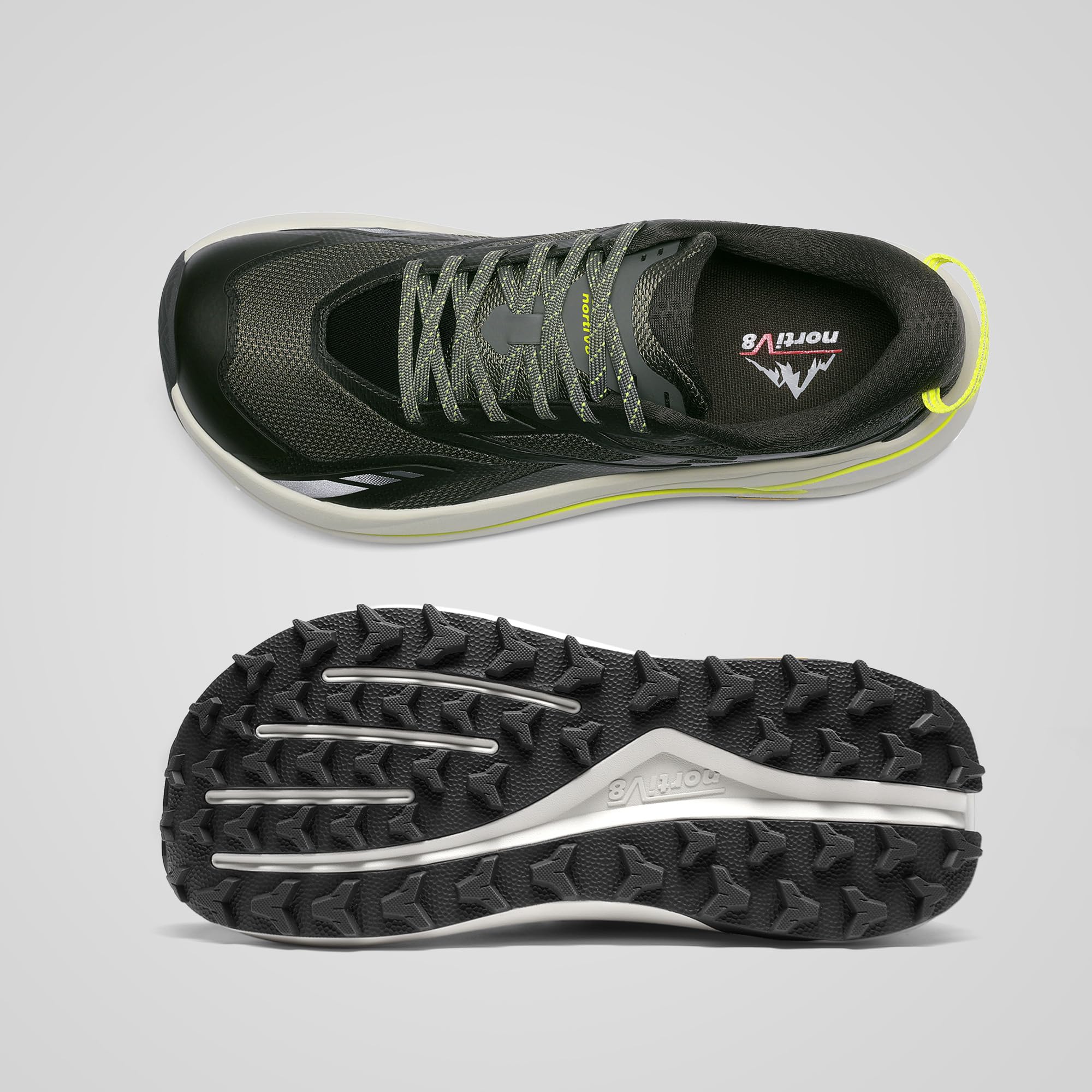 NORTIV 8 Zapatillas de deporte para hombre con puntera ancha para correr y caminar, caminar, atletismo, tenis, entrenamiento, gimnasio, entrenamiento cruzado, zapatillas de moda, Oliva, 7.5