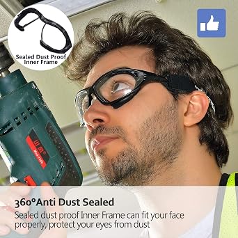 SAFEYEAR Anti Fog Safety Glasses- SG002 Clear Scratch Resistant Work Glasses No-Slip Safety Goggles Lab Grinding Chemistry