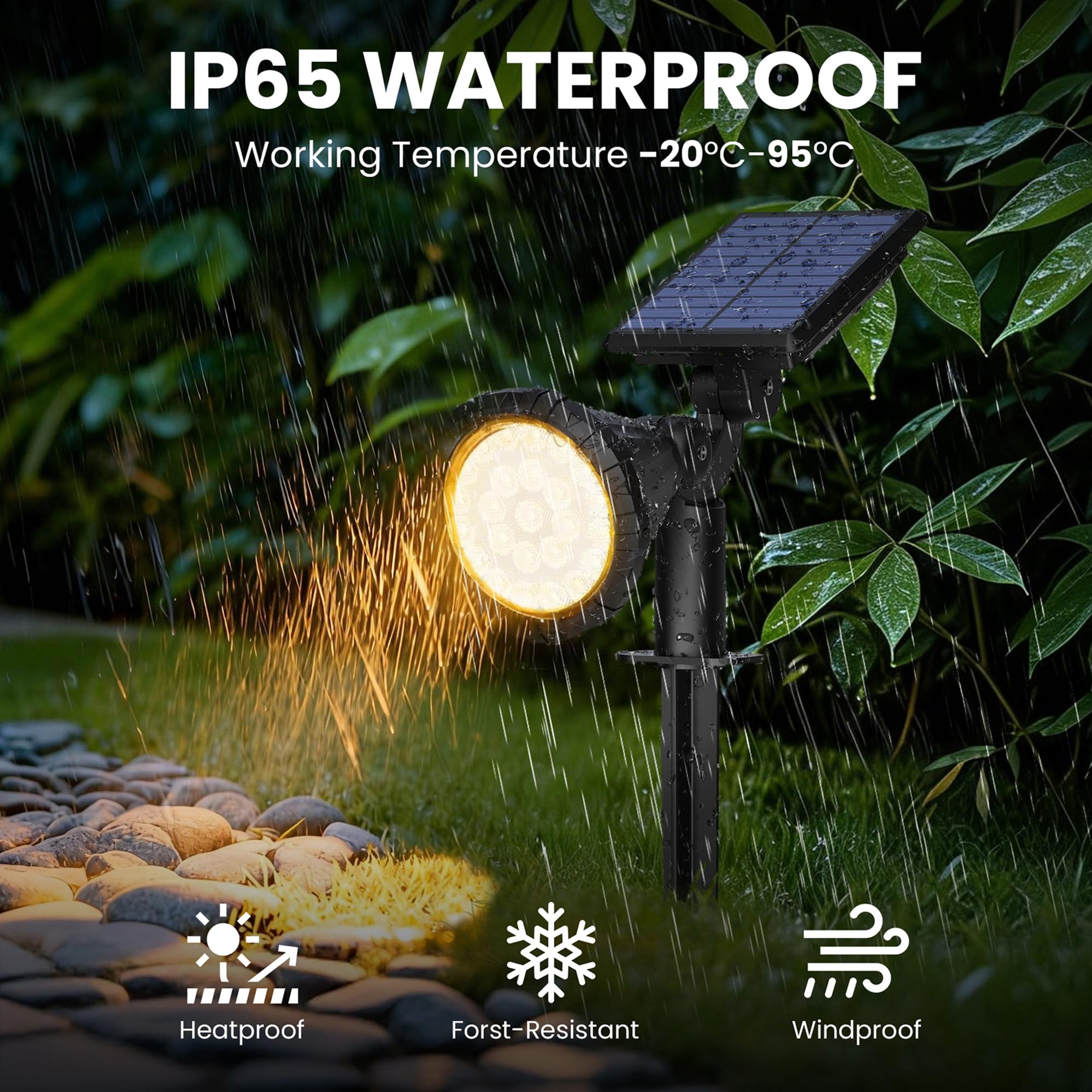 Solpex Focos Solares para Exteriores, IP65 ImpermeableLuces Solares para Jardín, 25 Ledes luces de Camino, para Caminos, Jardines, Cercas (Blanco Cálido, 6 Unidades)