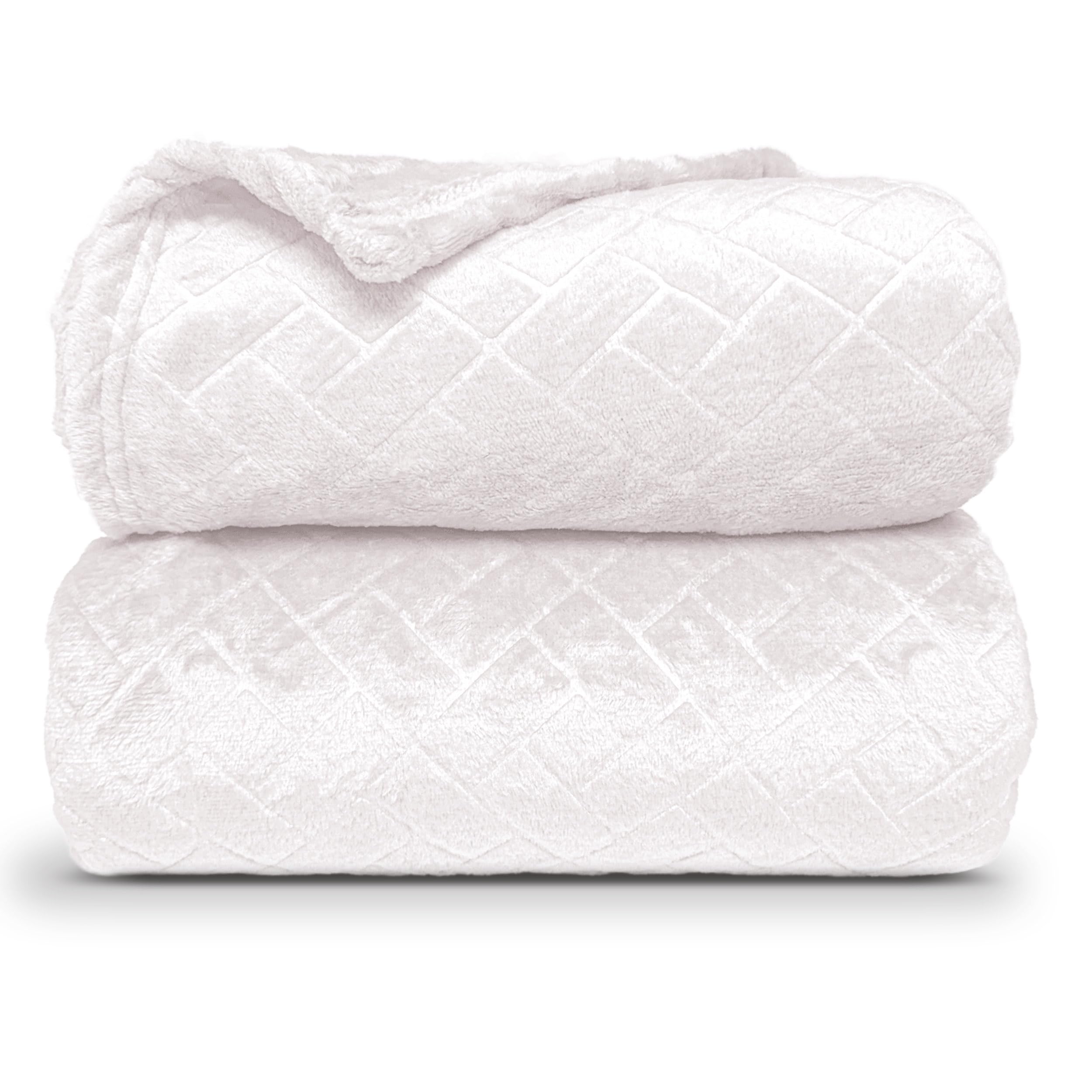 Dalina Textil - Mantas para Sofás de Franela 130X160CM con Diseño Ladrillos - Mantas para Cama de 90cm 100% Poliéster Suave y Cómodo, Blanco Roto