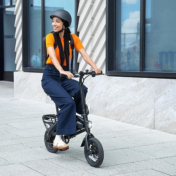 Jetson Axle X Portable Folding Electric Bike with Pneumatic 12 Tires, Black
