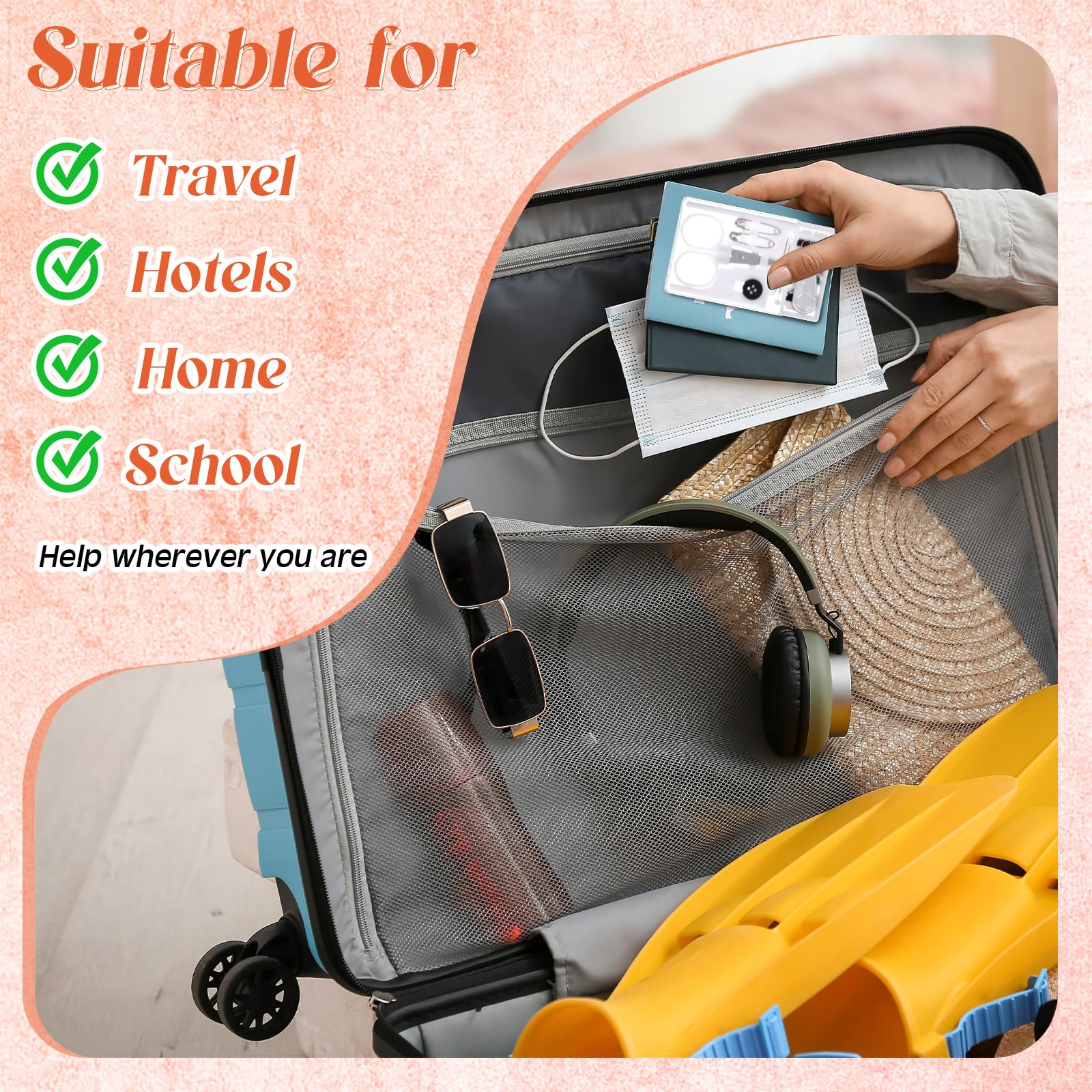 Knitgrip 100 scatole mini kit da cucito da viaggio Quick Fix Kit da cucito portatile Bulk Basic ago pre-filettato strumento di riparazione di emergenza per principianti viaggiatori casa hotel (bianco)