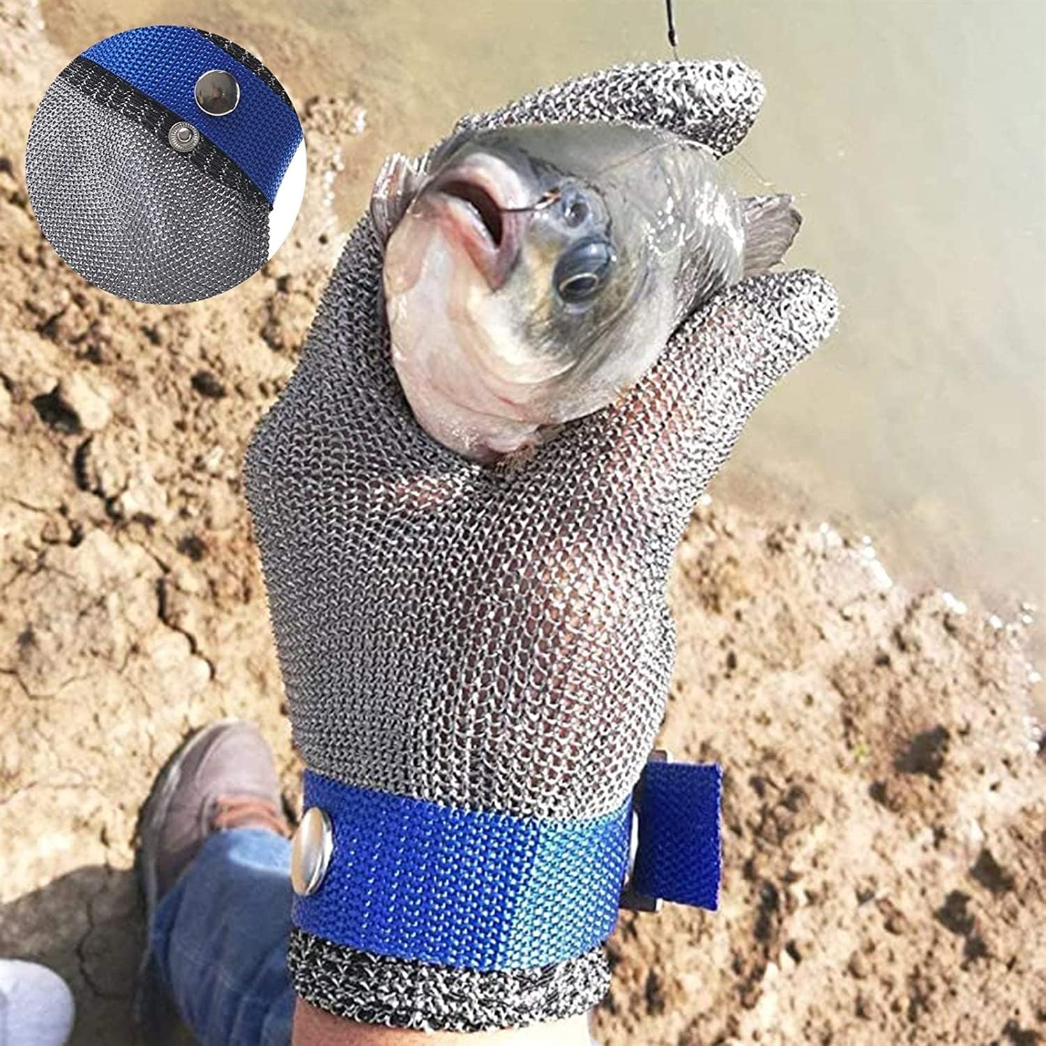Gants anti-coupure Gants en acier résistants aux coupures Grade 5 Protection Kit de gants de travail de sécurité for le jardin, gants en fil d'acier inoxydable for le jardinage d'abattoir de cuisine(6