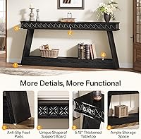Vista 3 de Tribesigns 70.9 Inch Long Console Table for Entryway, 2-Tier Farmhouse Entryway Table with Storage, Narrow Sofa Table Behind The Couch, Wood Accent