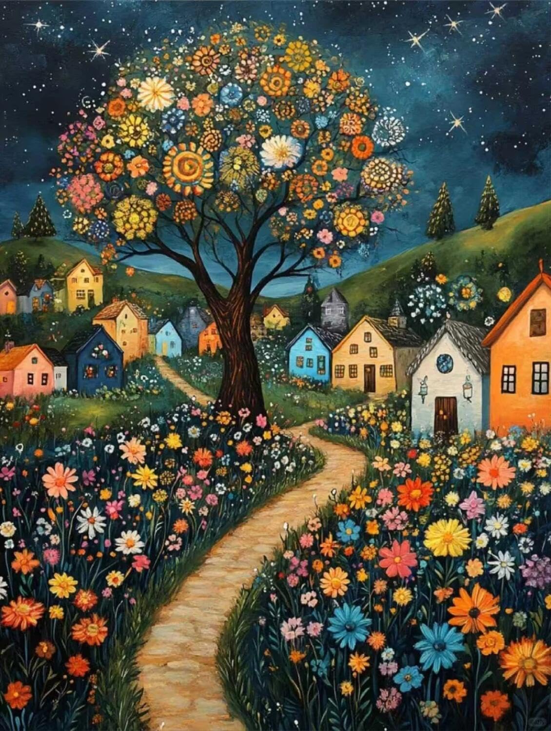 Rqwybcaxn Z Bead Embroidery Kits Town At Night 40X50cm