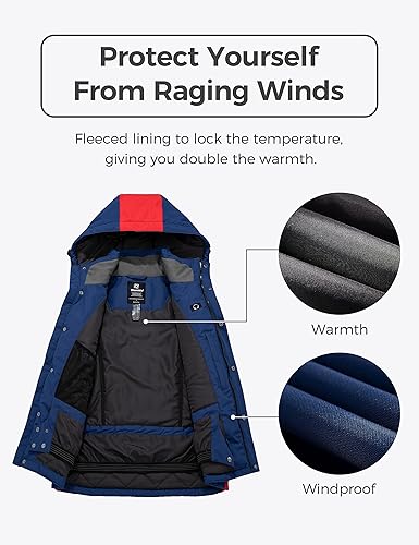 Miniatura 3 de Wantdo Chaqueta de esquí impermeable de montaña para hombre cálida chaqueta de snowboard de invierno abrigo de lluvia para nieve Nieve