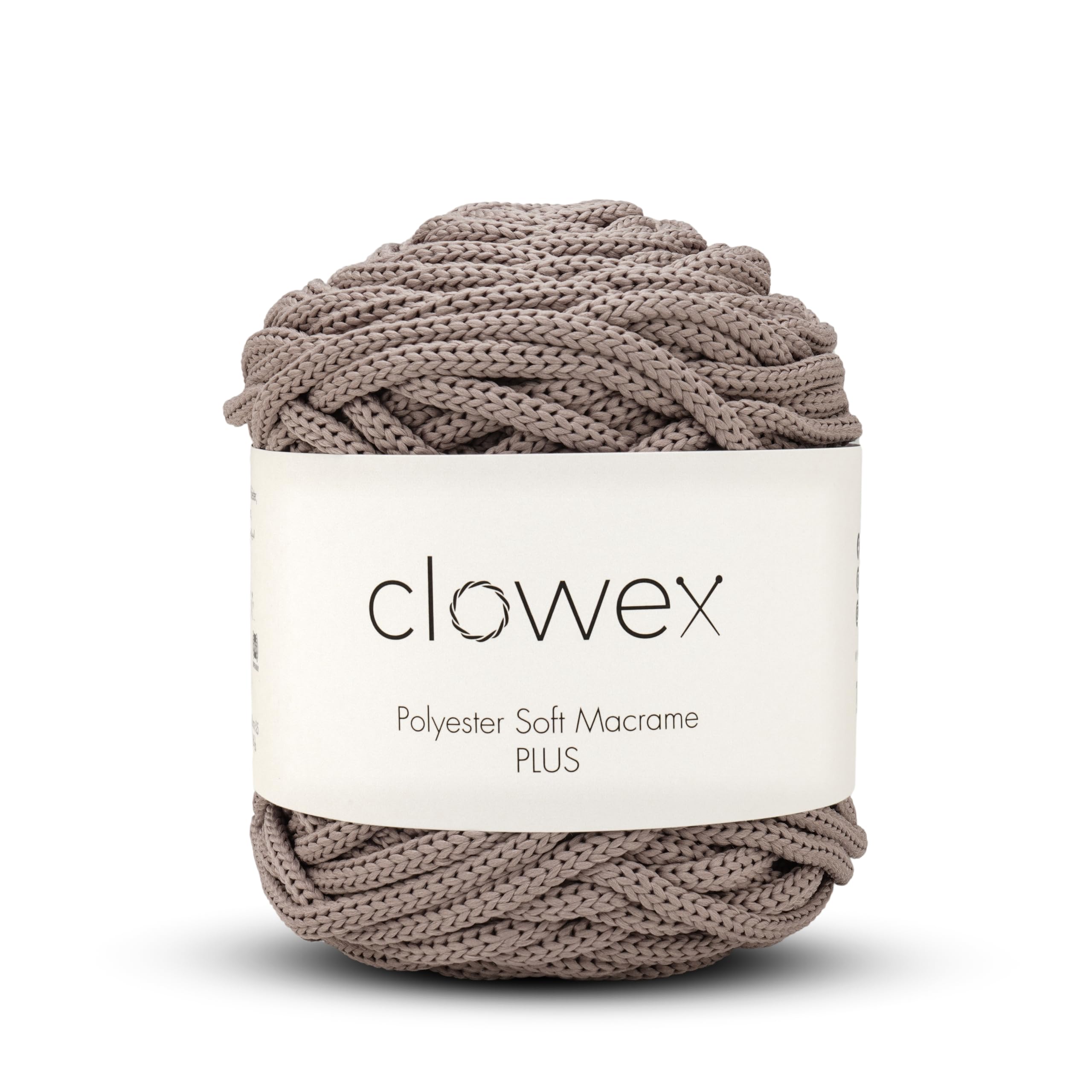 5mm Polyester Soft Macrame Cord, 180 ft / 60 yds Braided Colored Craft Rope, 100% Polyester Crochet Yarn for Bag, Purse, Basket, placemat, Runner, Coaster (1, 1257-Mink)