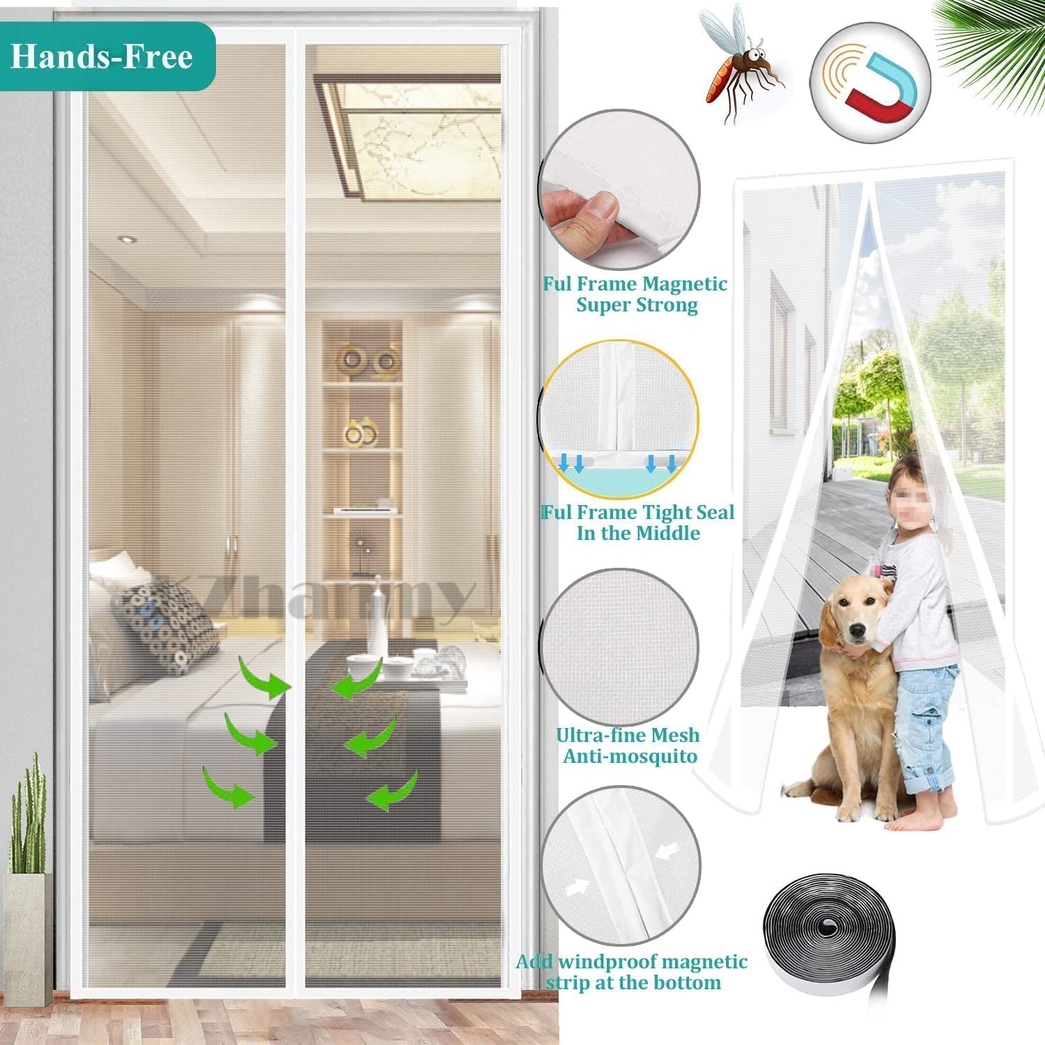 Rideau De Porte Magnétique,moustiquaire, Rideau De Porte Anti-moustiques, Facile à Installer, (100x210 Cm, Noir) | Leroy Merlin