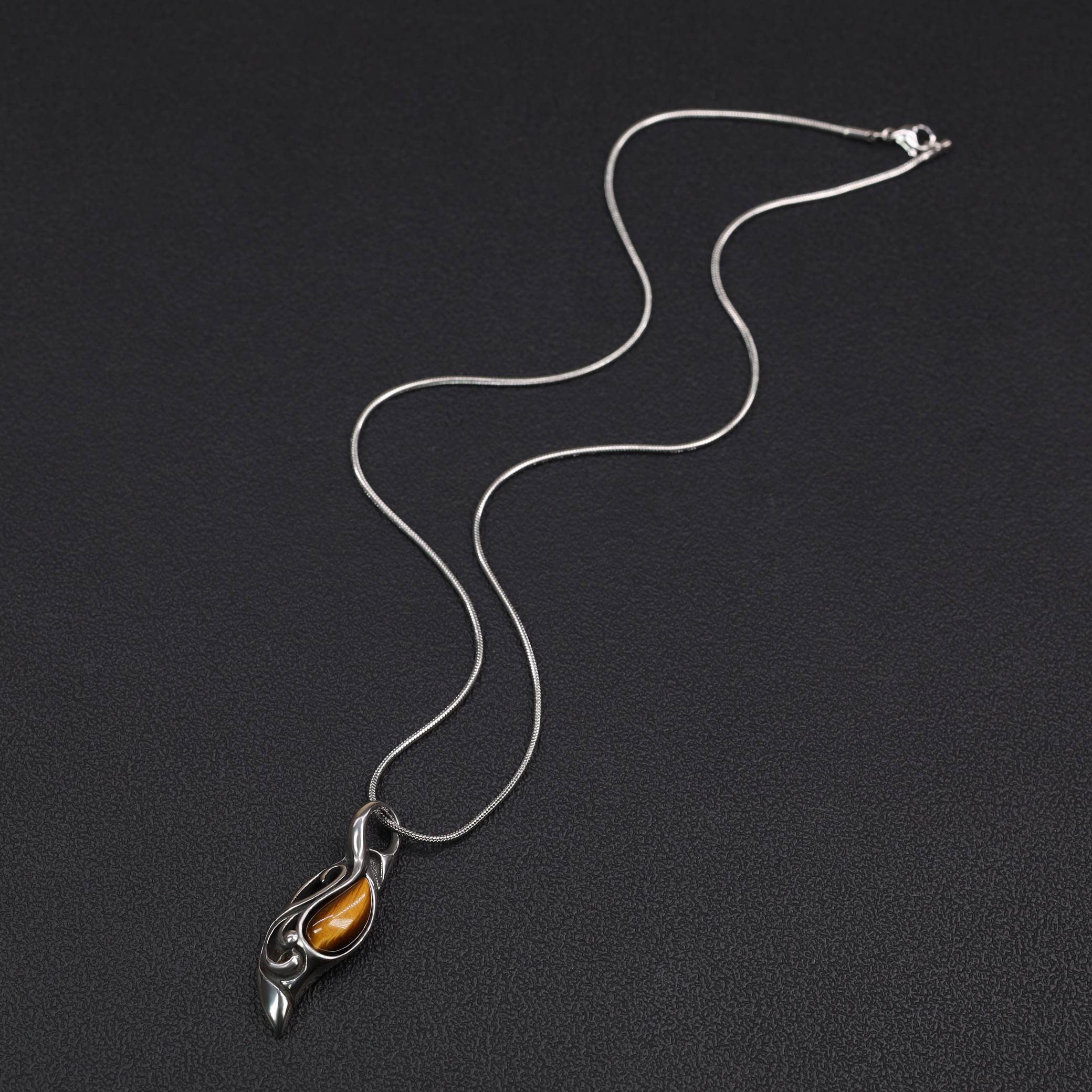 COAI Collier Homme Acier Inoxydable, Collier Œil de Tigre Homme
