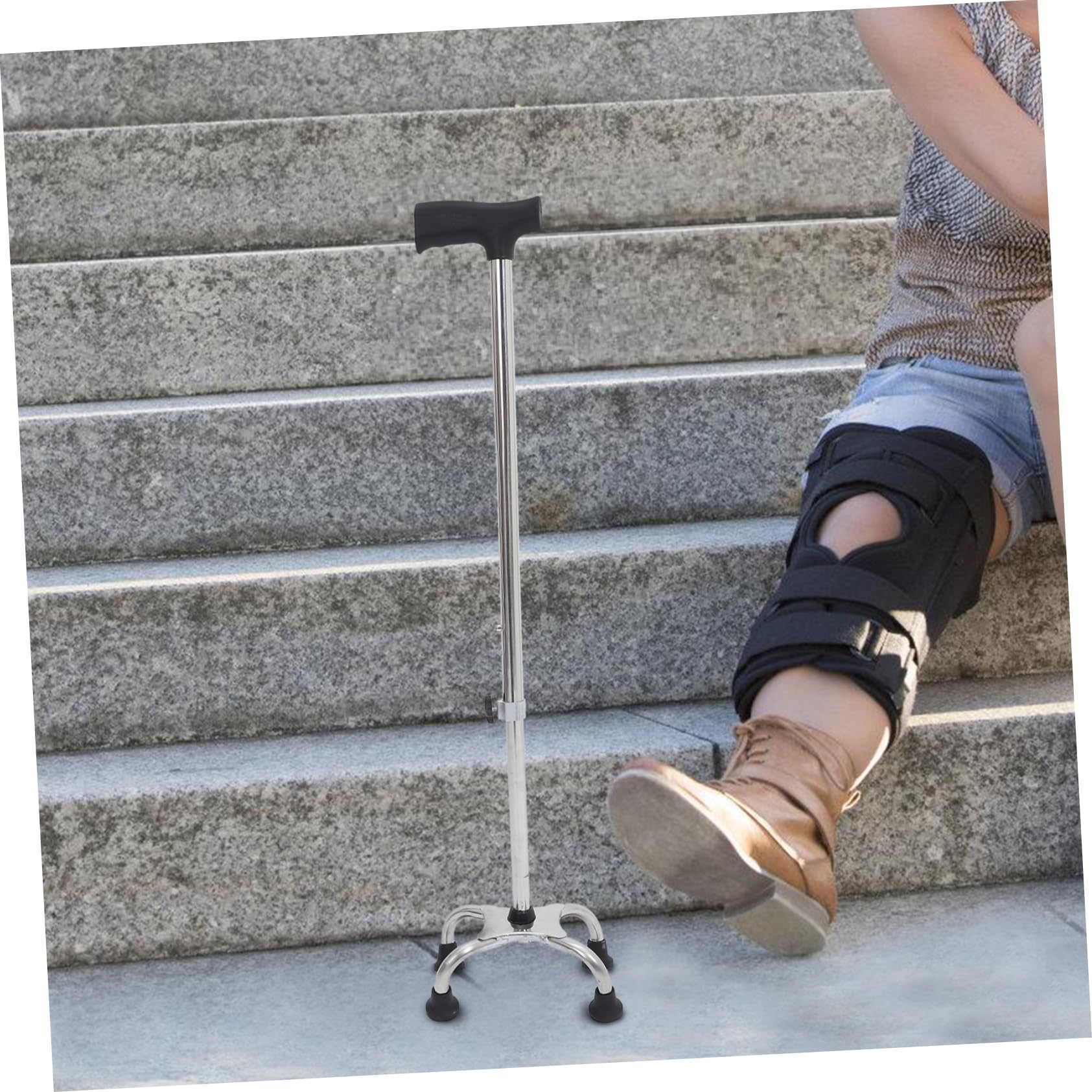 Homoyoyo Bastone Da Passeggio Regolabile in Acciaio Inossidabile Con Base Tripode Antiscivolo Per Anziani Uomo Donna Supporto Stabile Per Mobilità Interna Ed Esterna