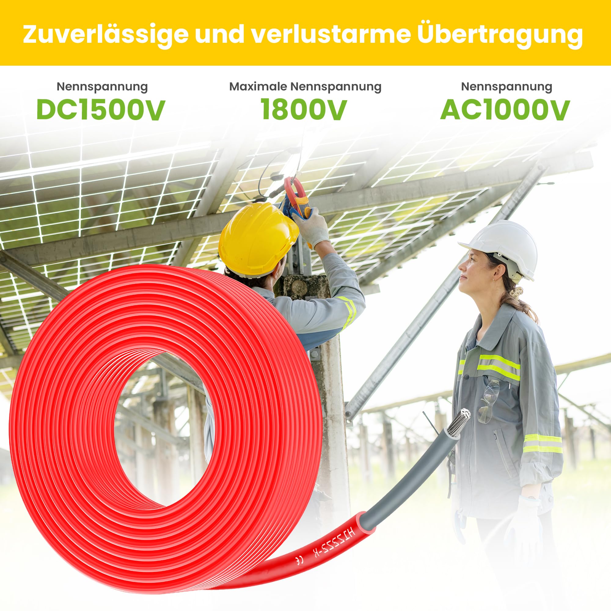 Offgridtec Câble solaire H1Z2Z2-K 6 mm², câble en cuivre simple pour installations photovoltaïques, résistant aux UV et aux intempéries, sans halogène, conforme à la norme IEC 60228 EN 50618 (100 m