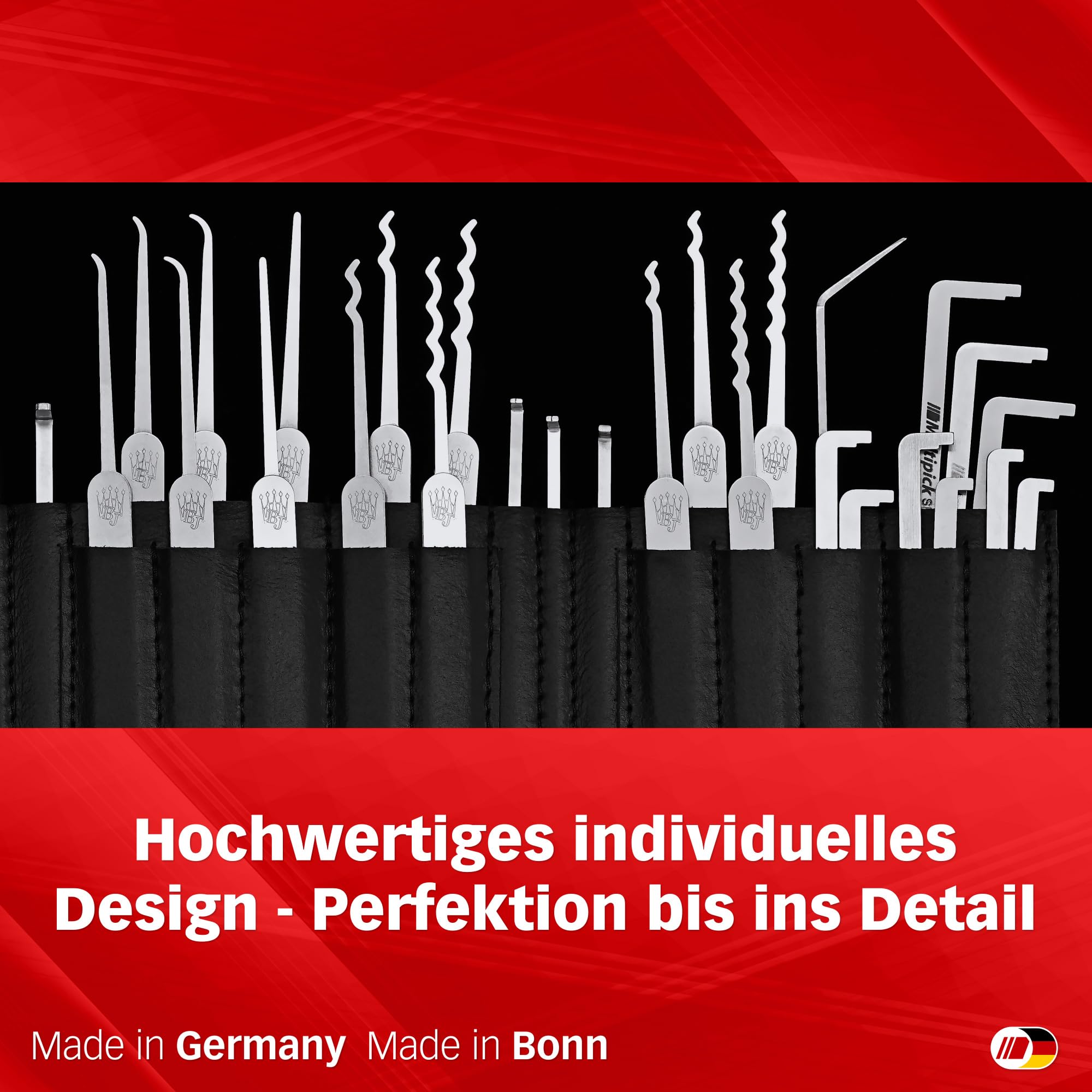 MULTIPICK ELITE 40 Set profesional de ganzúas - [40 Piezas] Made in Germany - Ganzua Lockpicking - Kit cerrajero para abrir puertas - Herramienta - Accesorios cerraduras - Lockpick