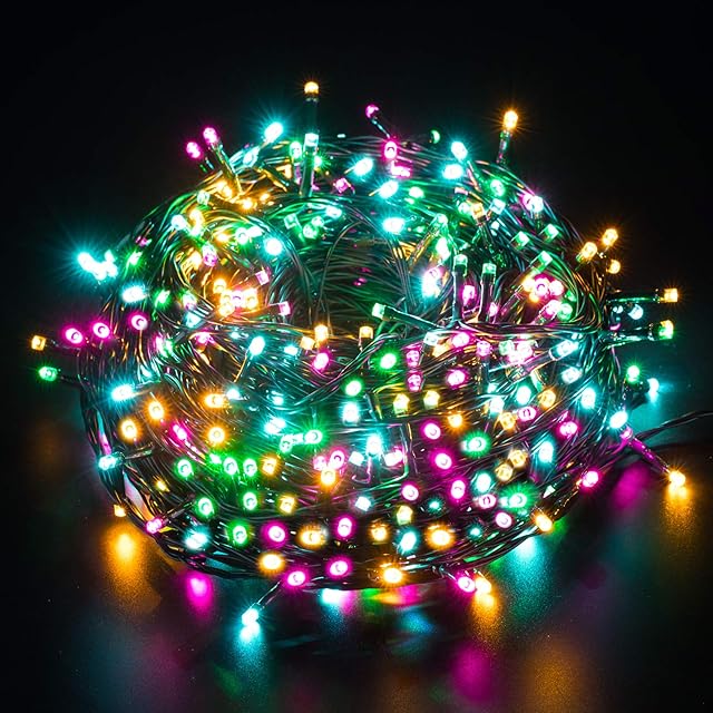Elegear 50M 500 LED Christmas Lights Outdoor Mains Powered, Waterproof Xmas Tree Lights with 8 Modes for Party Garden Patio Balcony Indoor Decoration, Plug in Fairy String Lights, Multicoloured