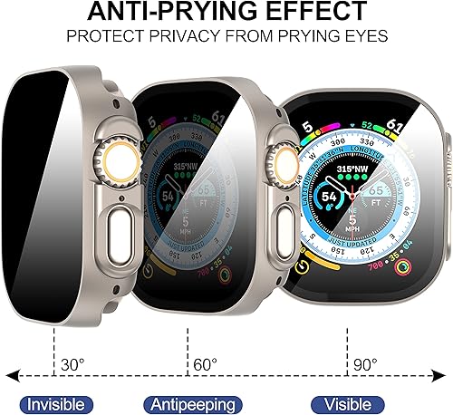 Vista 90 de Suoman Paquete de 3 fundas protectoras de pantalla de privacidad para Apple Watch Ultra 3/2/1 de 1.929 in (antimiradas), funda de vidrio templado