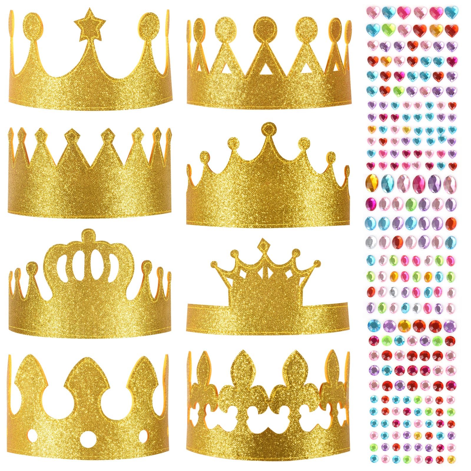 Gold Felt Crown Hats Diy Glitter Birthday King Crowns Craft Prince Princess Crown Hats for School Classroom to Decorate