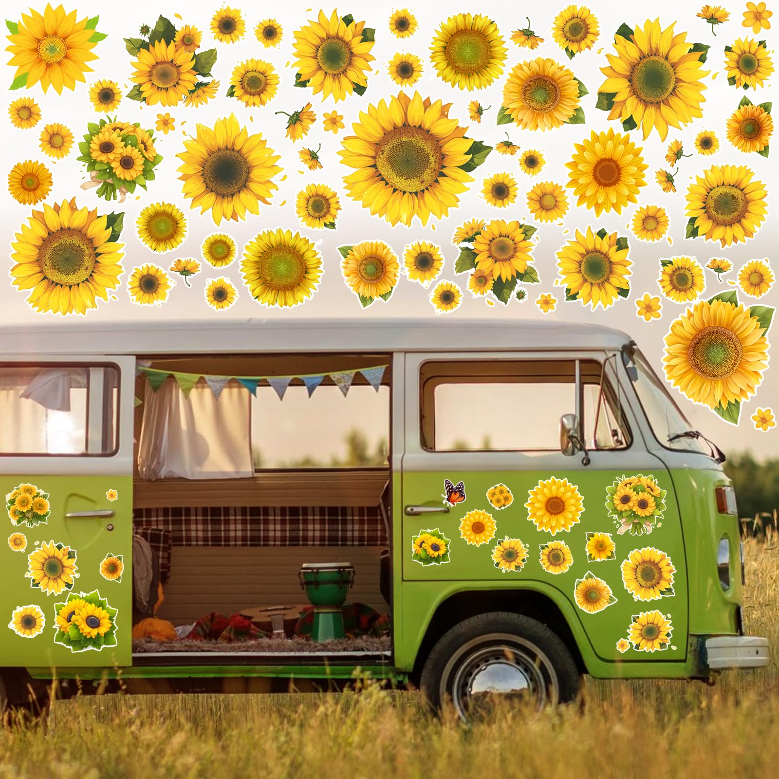 Autoaufkleber,Blume Auto Aufkleber,Blumen Auto Dekorationen Zubehör Car Sticker Deko Vinyl Wandaufkleber Fenster Aufkleber für Geländewagen Wohnmobil Karosserie Seitentür Kofferraum