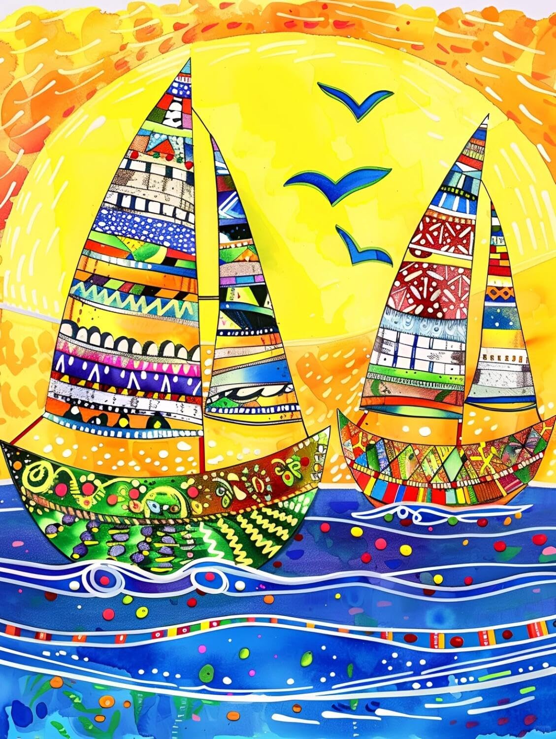 Rqwybcaxn Bead Cross Stitch Kits Cartoon Sailboat 40x50cm
