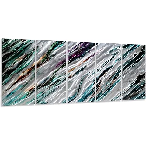 Yihui Arts Hand Crafted 3D Aluminum Abstract Colorful Metal Wall Art for Home and Office Decor