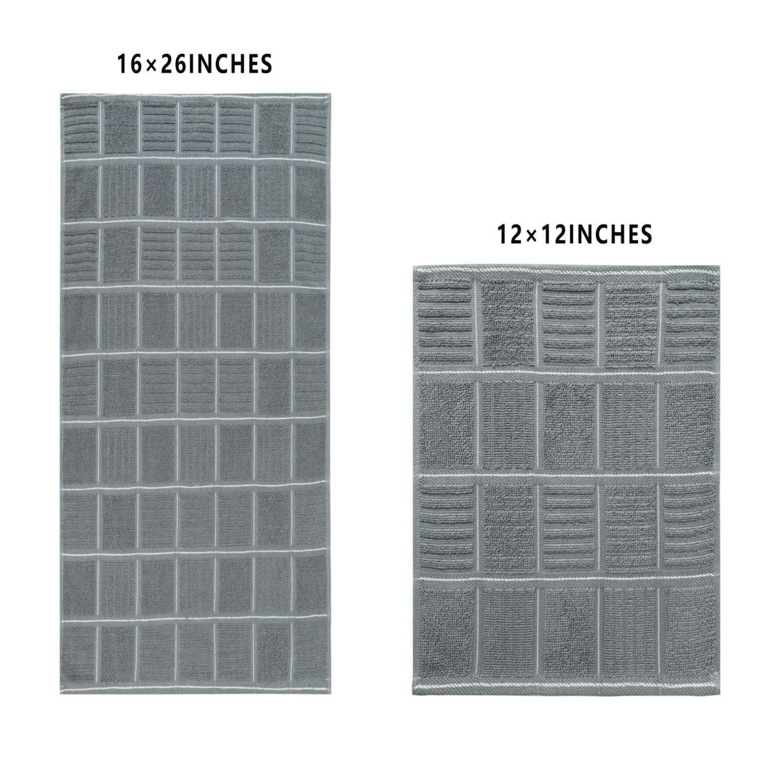 Glynniss Juego de toallas y paños de cocina, cuatro paños de cocina de 16 x 26 pulgadas, cuatro paños absorbentes para lavar platos de 12 x 12 pulgadas, limpieza y secado para uso diario, paquete de 8