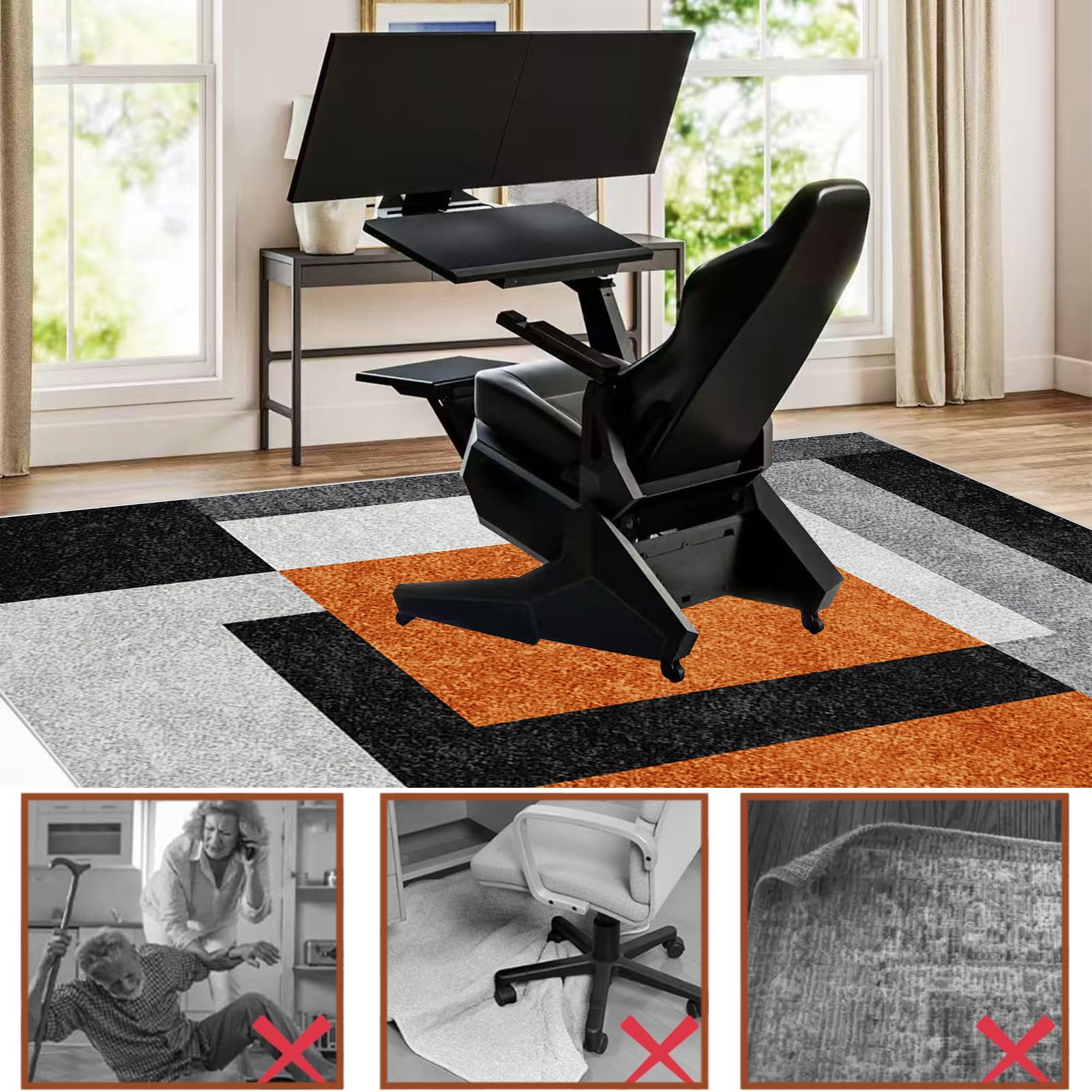 Teppich Bürostuhl Geeignet Bodenschutzmatte Rutschfeste Stuhlmatten 180 x 250 cm Bodenschutzmatte Bürostuhl für Hartböden, Bürostuhl Unterlage