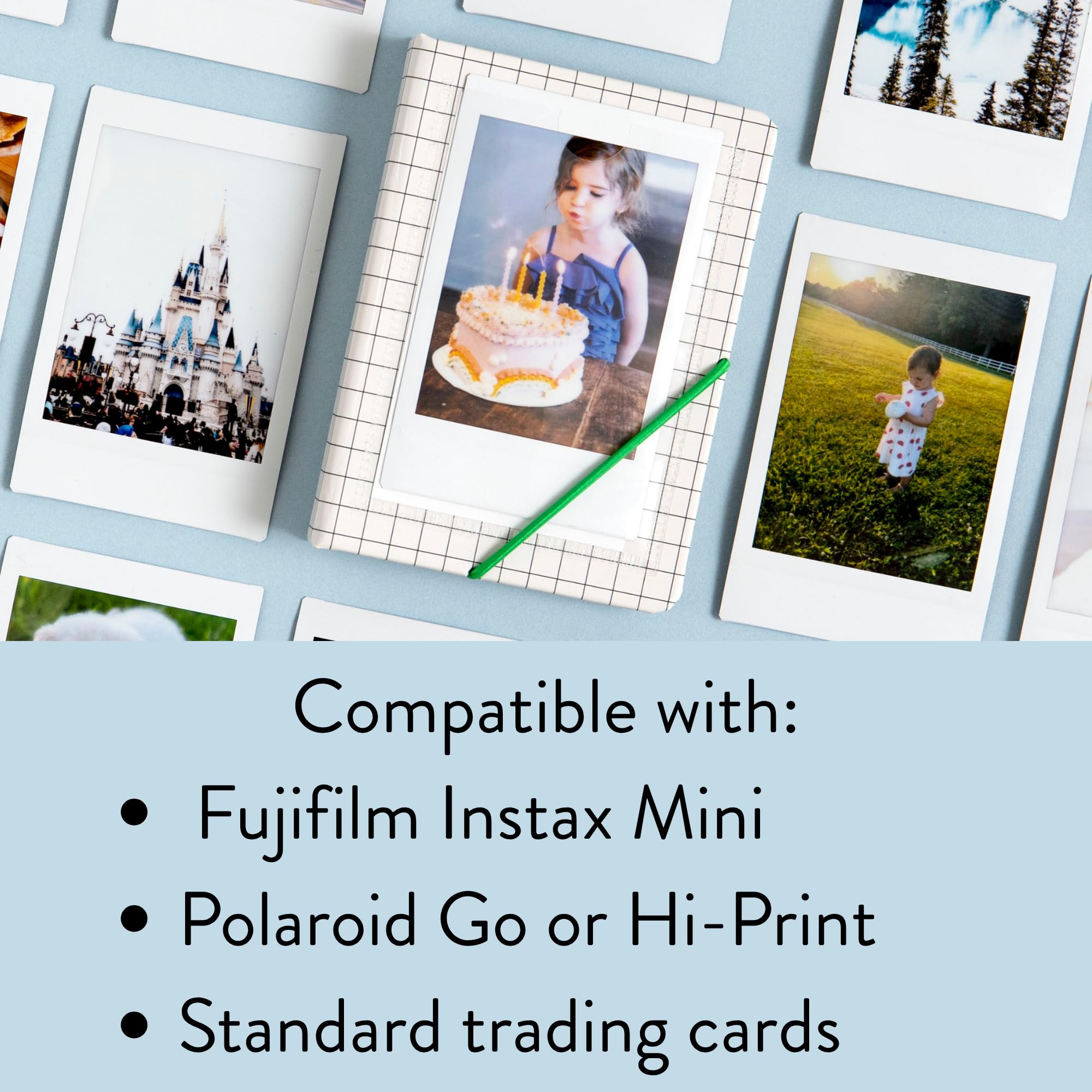Mini album fotograficzny z czarną księgą pasuje do Fujifilm Instax Mini, Polaroid Go lub Hi-Print, standardowe karty kolekcjonerskie 6,3 x 8,9 cm, album fotograficzny dla dzieci