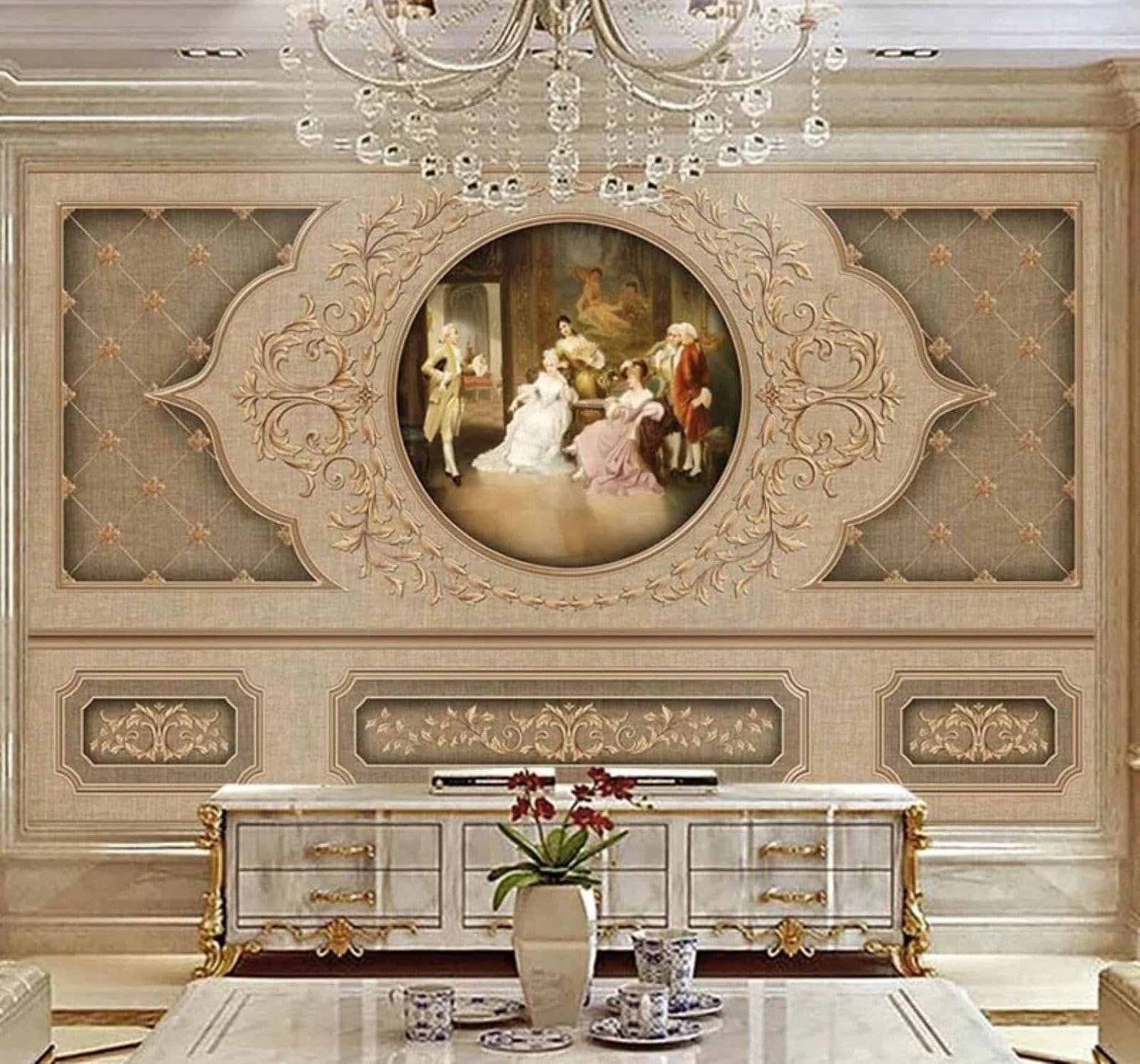 XLMING Retro Three Dimensional People Patterns Art 3D Wallpaper Luxury Silk Study Dining Feature Sofa Grey Bedroom Living Room Tv Decorative Wall-350cm×256cm