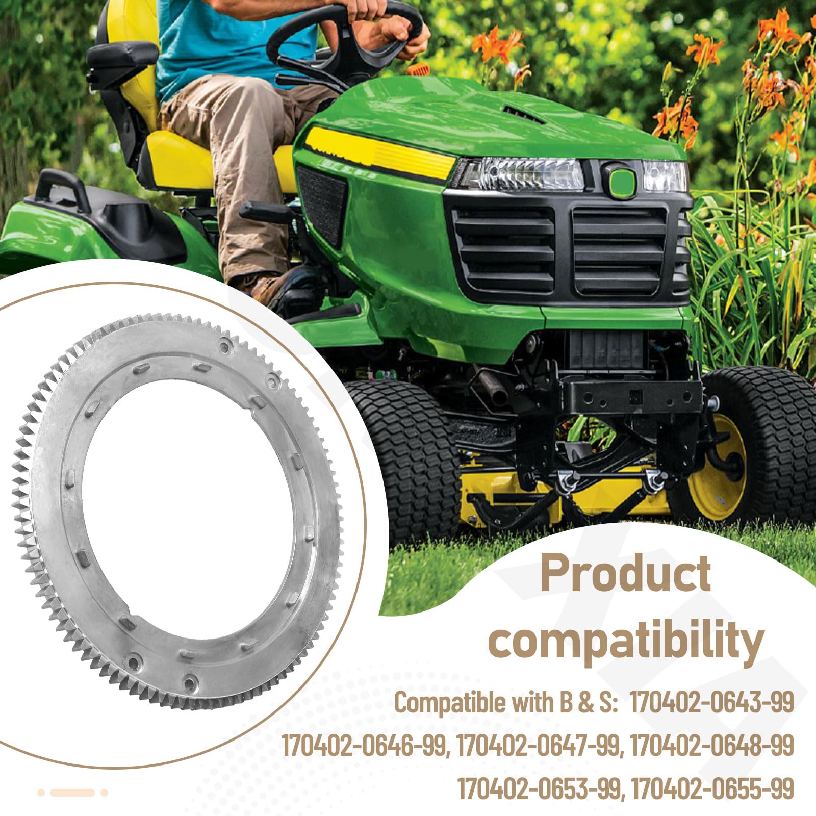 696537 Anello del volano compatibile con tosaerba B&S Toro Cu-b Cadet Cr-aftman S-tens 28P777 28N777 28N707 Sostituire 392134 399676 150-435 31-056 280104