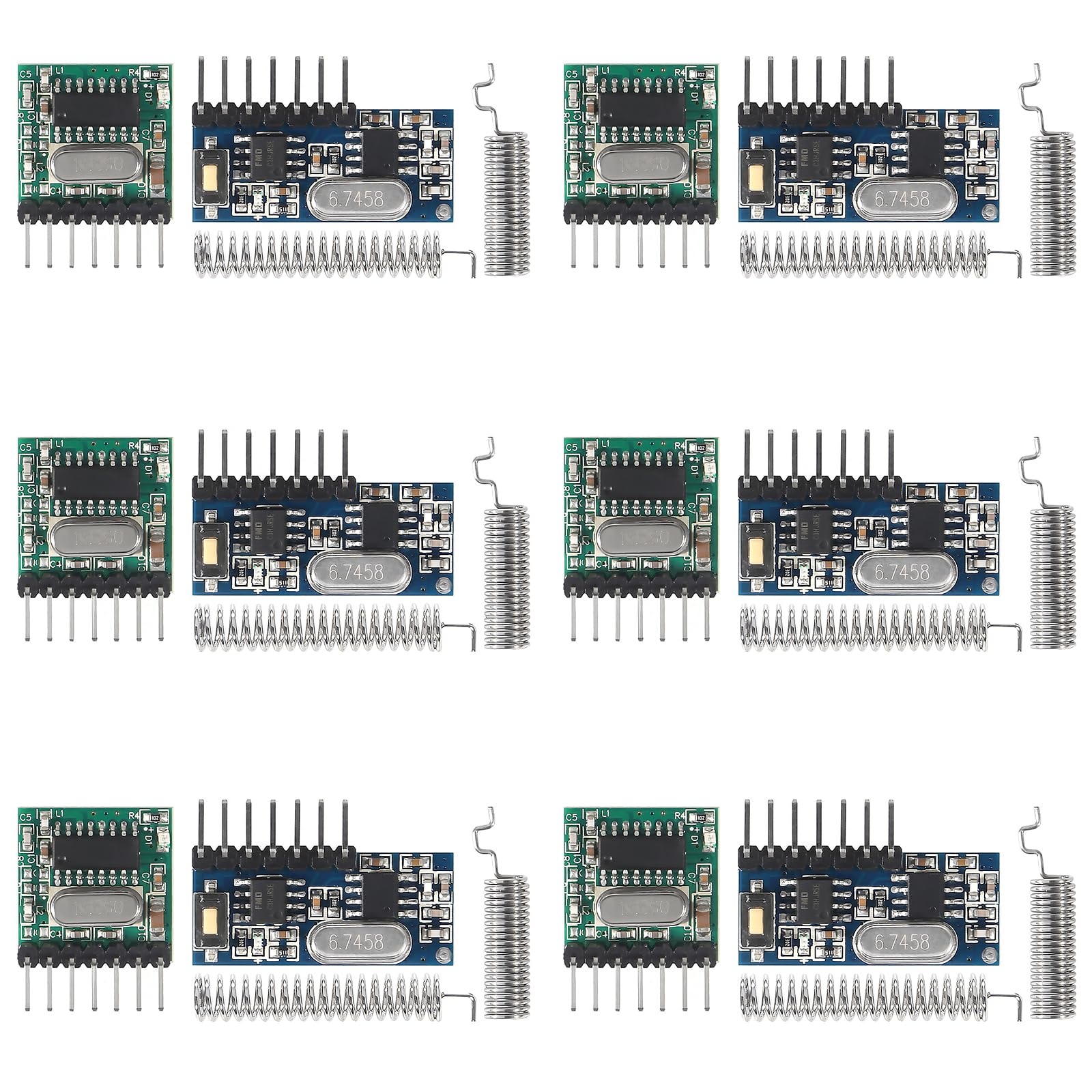 XIITIA 6Sets 433mhz Wireless RF Transmitter and Receiver Wireless 4 Channel Output Link Kit with 1527 Learning Code for Remote Control