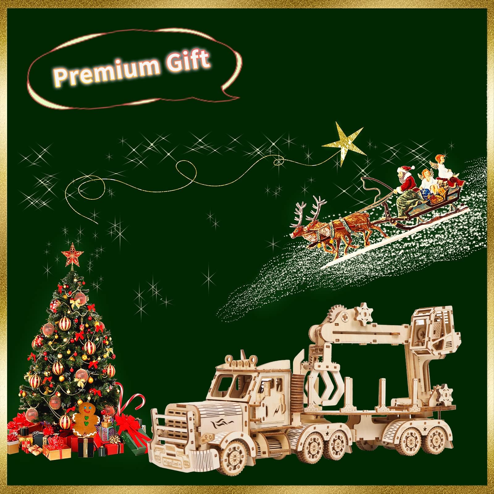 Puzzles en Bois 3D, kit de modèle de Grue de Camion en Bois, Ensemble de Construction mécanique à Assembler soi-même pour Adultes de 14 Ans et Plus, Cadeau d'anniversaire de Noël, 428 pièces