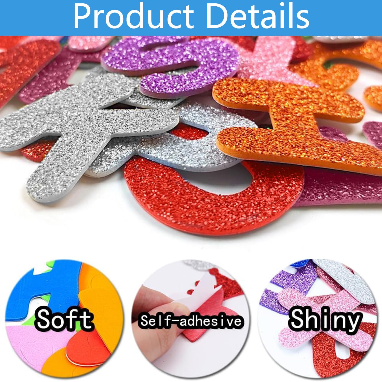 Stickers Paillettes Pour Artisanat Diy Décoratio, Lettres Autocollantes En Mousse, Stickers Lettres Alphabet, Lettres De L'Alphabet En Mousse Couleurs
