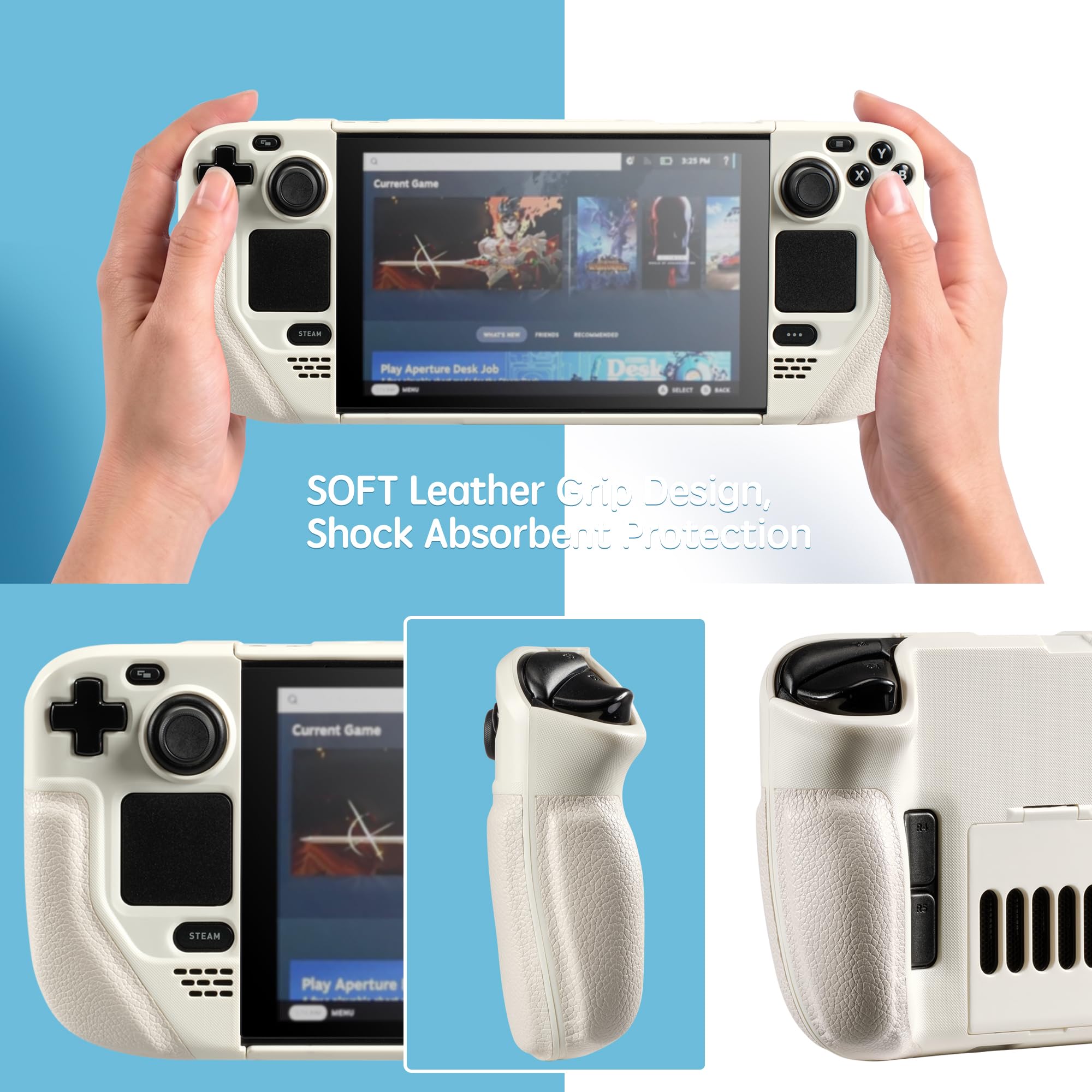 UYIYE Funda protectora para Steam Deck - Funda con función atril - Accesorio fiable en color blanco