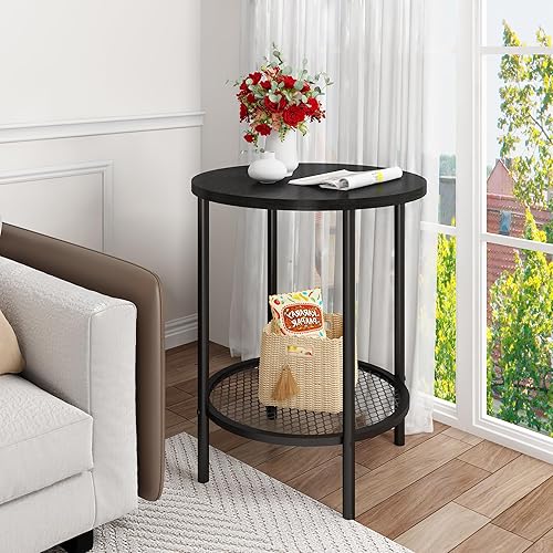 Miniatura 6 de DKLGG Mesas de centro negras de 3 piezas para sala de estar, mesa de centro redonda de madera de 3 piezas, mesas auxiliares y mesas auxiliares con