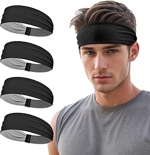 Sukeen Sports Headbands for Men, Moisture Wicking Sweat Bands Headbands Non-Slip, Breathable Elastic Sweatband,