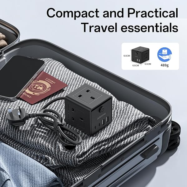 Extension Lead with 4 USB Slots and Switch, 3 Way Multi Plug Extension Cable with 2 USB C, UK Desktop Power Extension Cord with Multi Socket, 1.5M Extension Cable for Home Office - 4