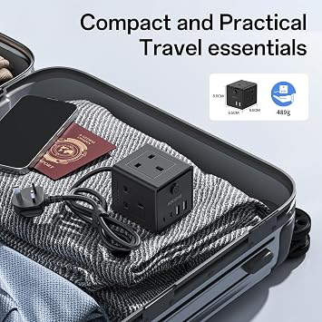Extension Lead with 4 USB Slots and Switch, 3 Way Multi Plug Extension Cable with 2 USB C, UK Desktop Power Extension Cord with Multi Socket, 1.5M Extension Cable for Home Office