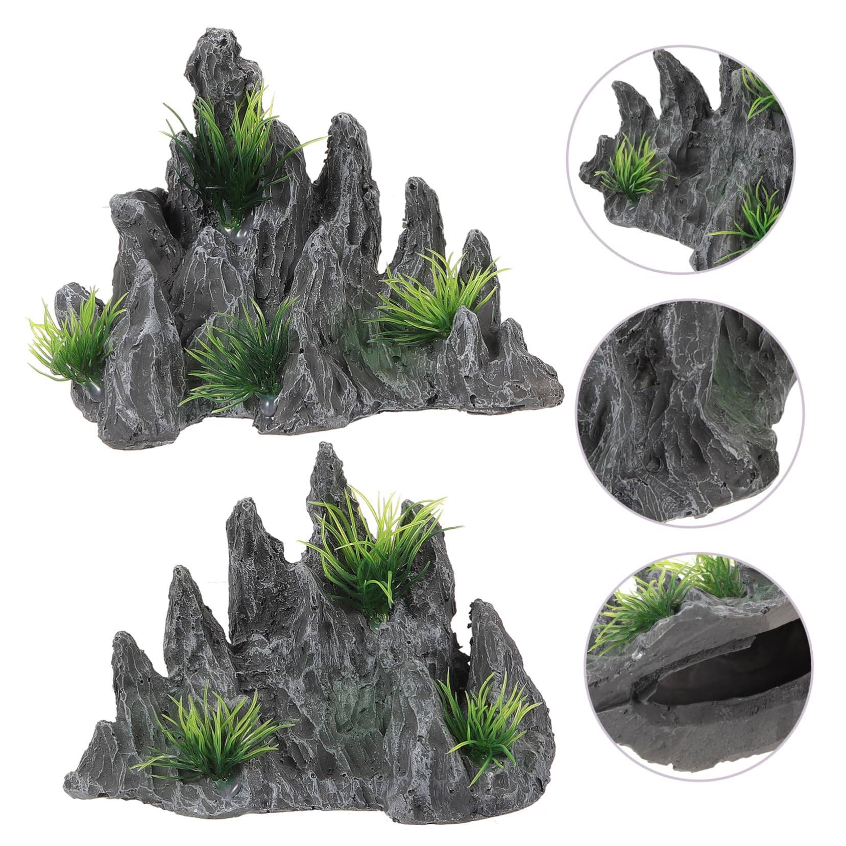 OUNONA 2 Ensembles Artisanat De Poisson en Résine Paysage D'Aquarium Rocaille en Pierre D'Aquarium pour Aménagement Paysager Accessoires De Décoration D'Aquarium 2 pièces * 2