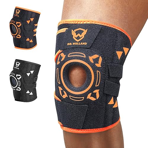 Dr.Wellland Rodillera con estabilizadores laterales, soporte de rodilla ajustable con almohadilla de gel para rótula, rodilleras para artritis,