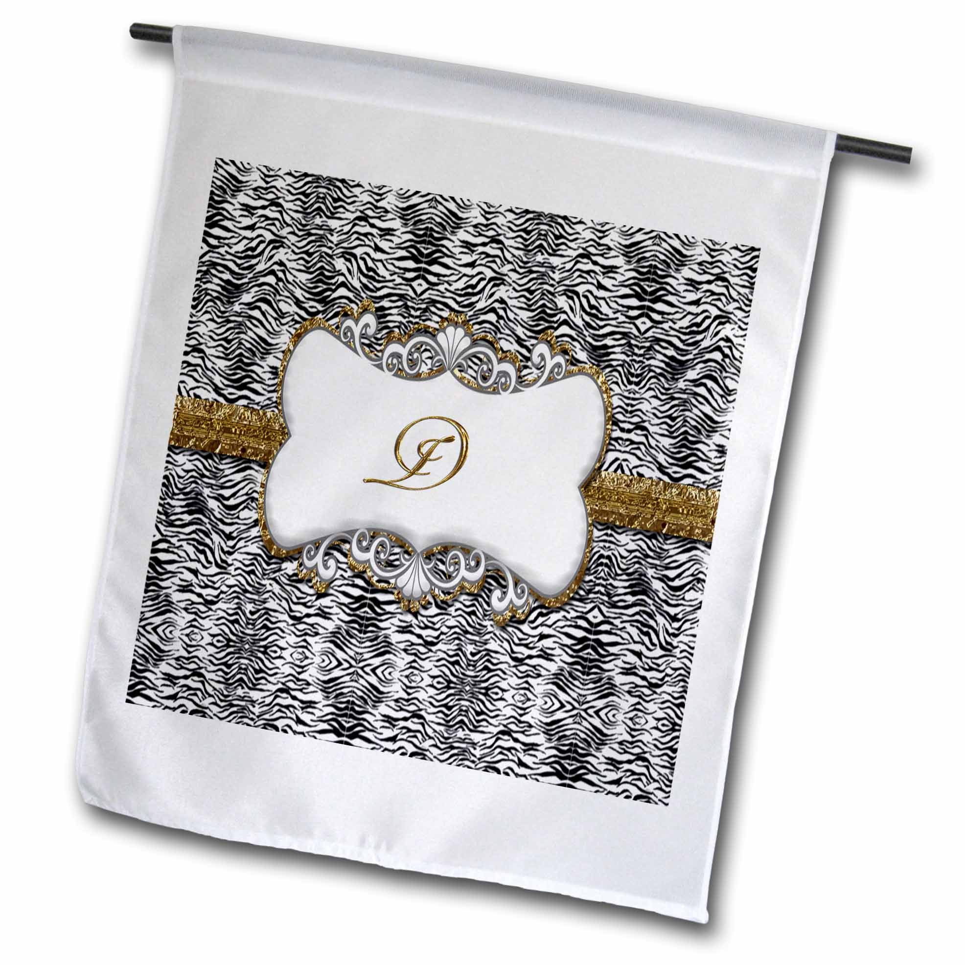 3drose Fl 113938 1 Elegant Black And White Animal Print With Gold Frame Monogram Letter D Garden Flag 12 X 18 Inch Amazon Co Uk Garden Outdoors
