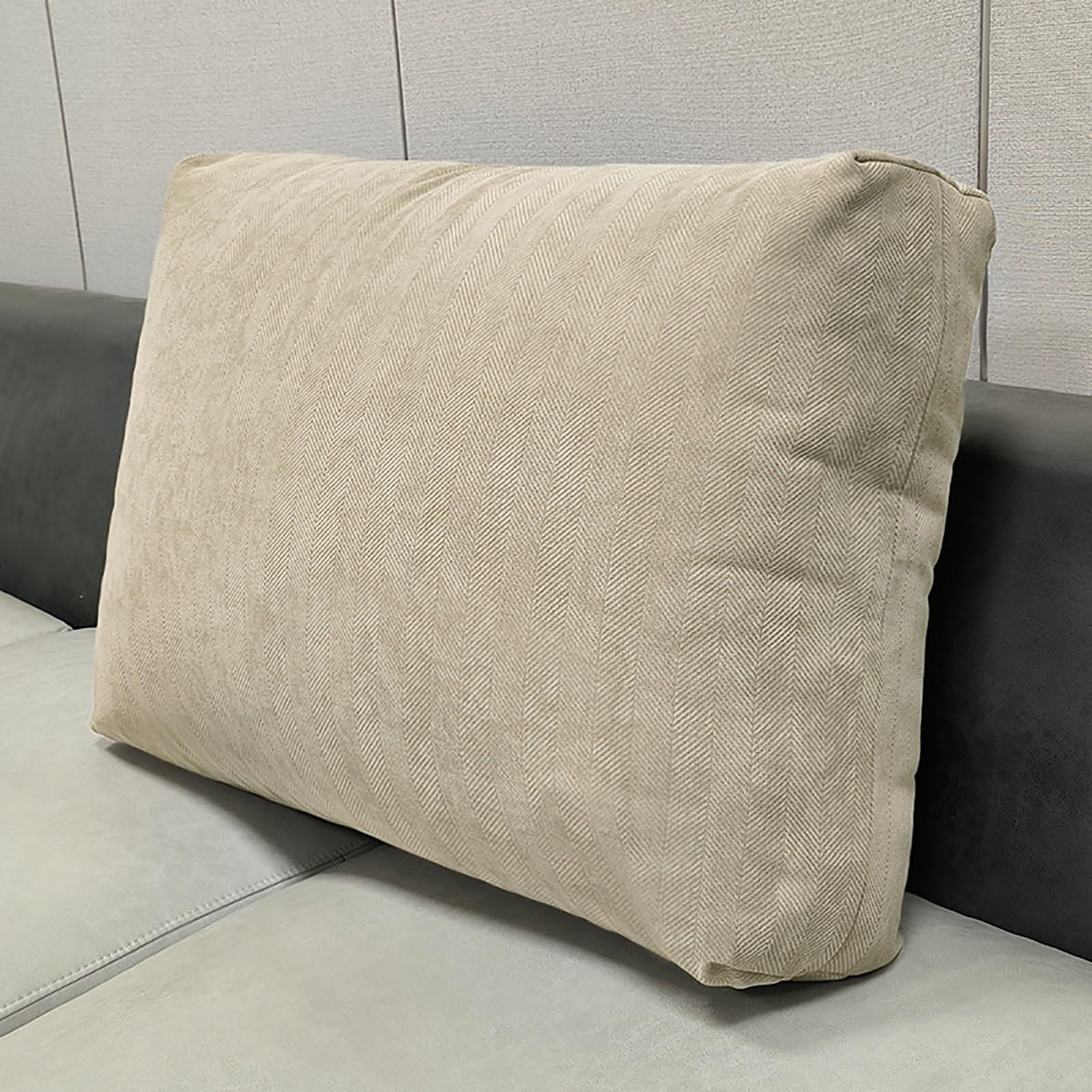 Rückenkissen mit Rechteckig & Dick Design, Lesekissen/Sofakissenaus Chenille, Waschbar mit Reißverschluss, für Schlafzimmer, Wohnzimmer, Tatami, Couch & Bett(Milk Tea,90 x 50 x 18cm)
