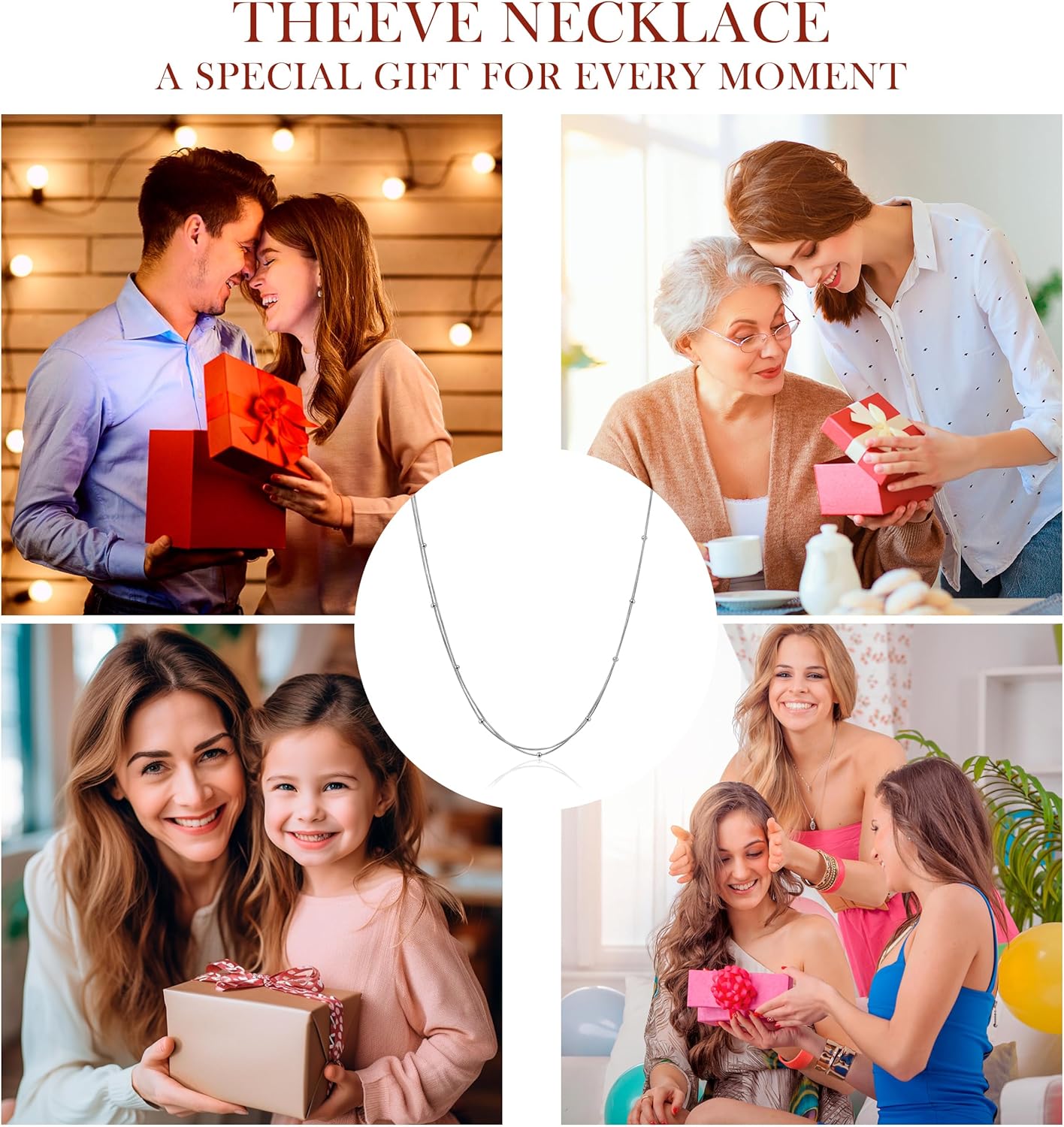 THEEVE Layered Necklaces for women | 14K Gold & Silver Plated Dainty Necklace for Women with Bracelet | Small Love Waterproof Chain Necklaces for Women - Image 6