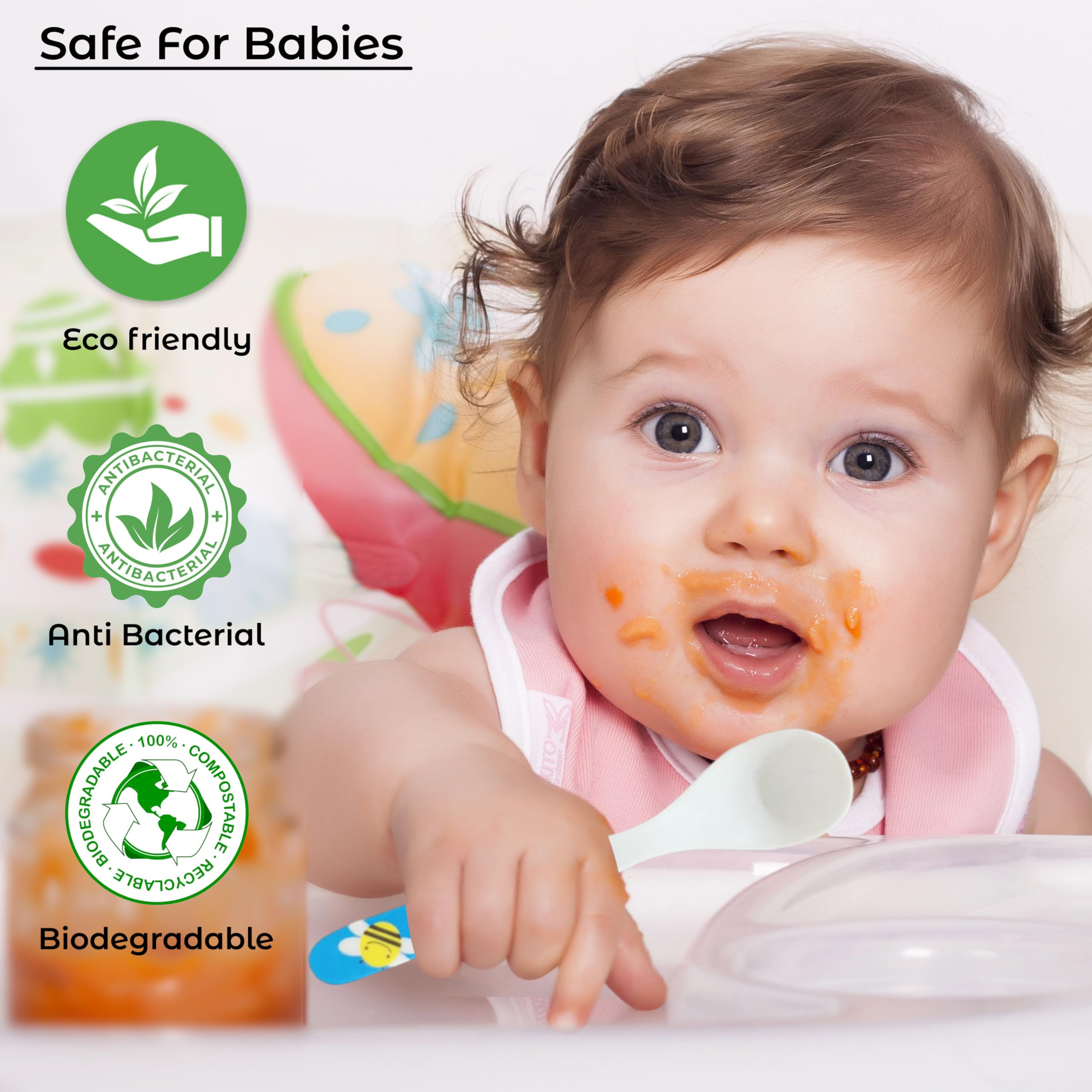 Bembika Baby Self Feeding Essential Baby Dinnerware Bamboo Fibre Dinner Set for Kids for Kids and Toddlers - Pack of 5 (Yellow) 2
