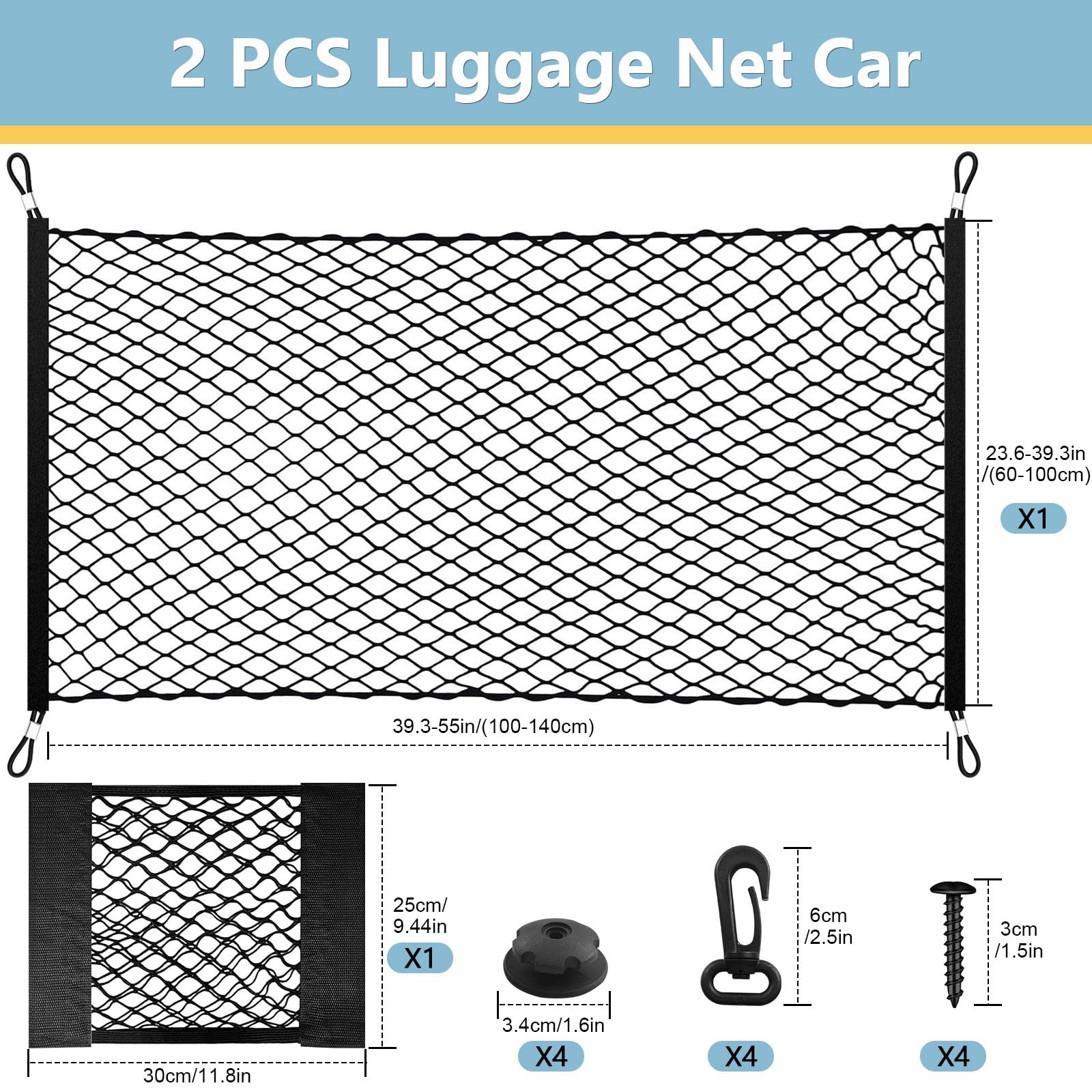 Filet De Rangement Camping Car Filet Coffre Voiture 4 Pièces Filets De