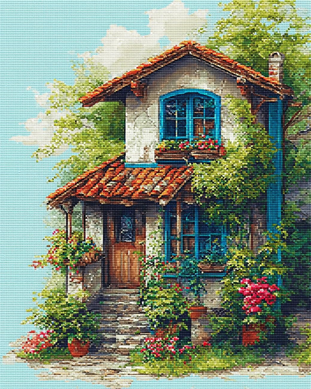 Rqwybcaxn Embroidery Beads Kit Cartoon House 40x50cm