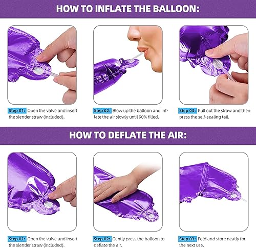 Miniatura 5 de Cartel de globos de feliz cumpleaños, letras personalizadas de 16 pulgadas, letras del alfabeto, globos de aluminio de Mylar (morado)