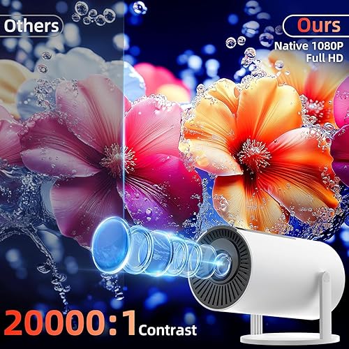 Miniatura 4 de Auto Keystone Mini proyector con WIFI y Bluetooth, proyector de película portátil pericat con rotación de 210, proyector de cine en casa 4K 1080P