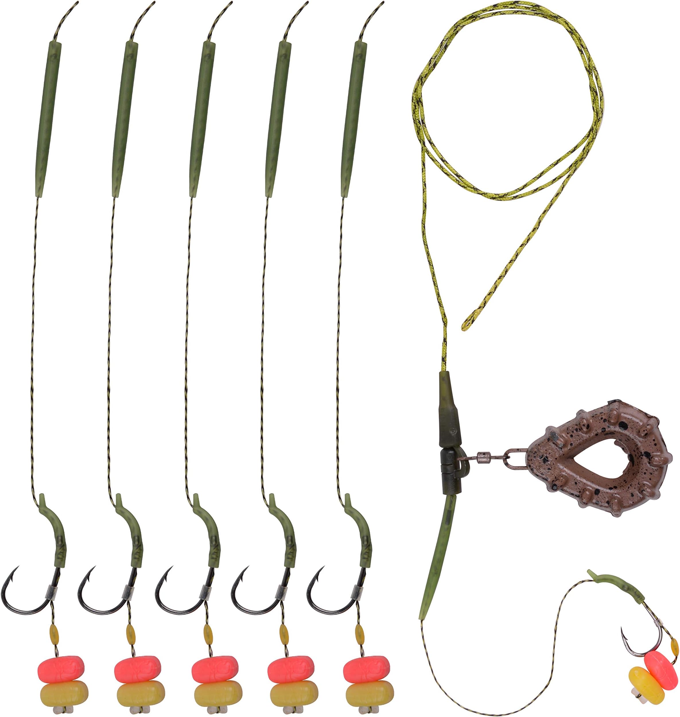 AGOOL Carp Fishing Rig Kit Hair Carp Fishing Accessories Set Flat Pear Sinker Weight with Rolling Quick Change Swivels Hooks Tackle Rigs Set