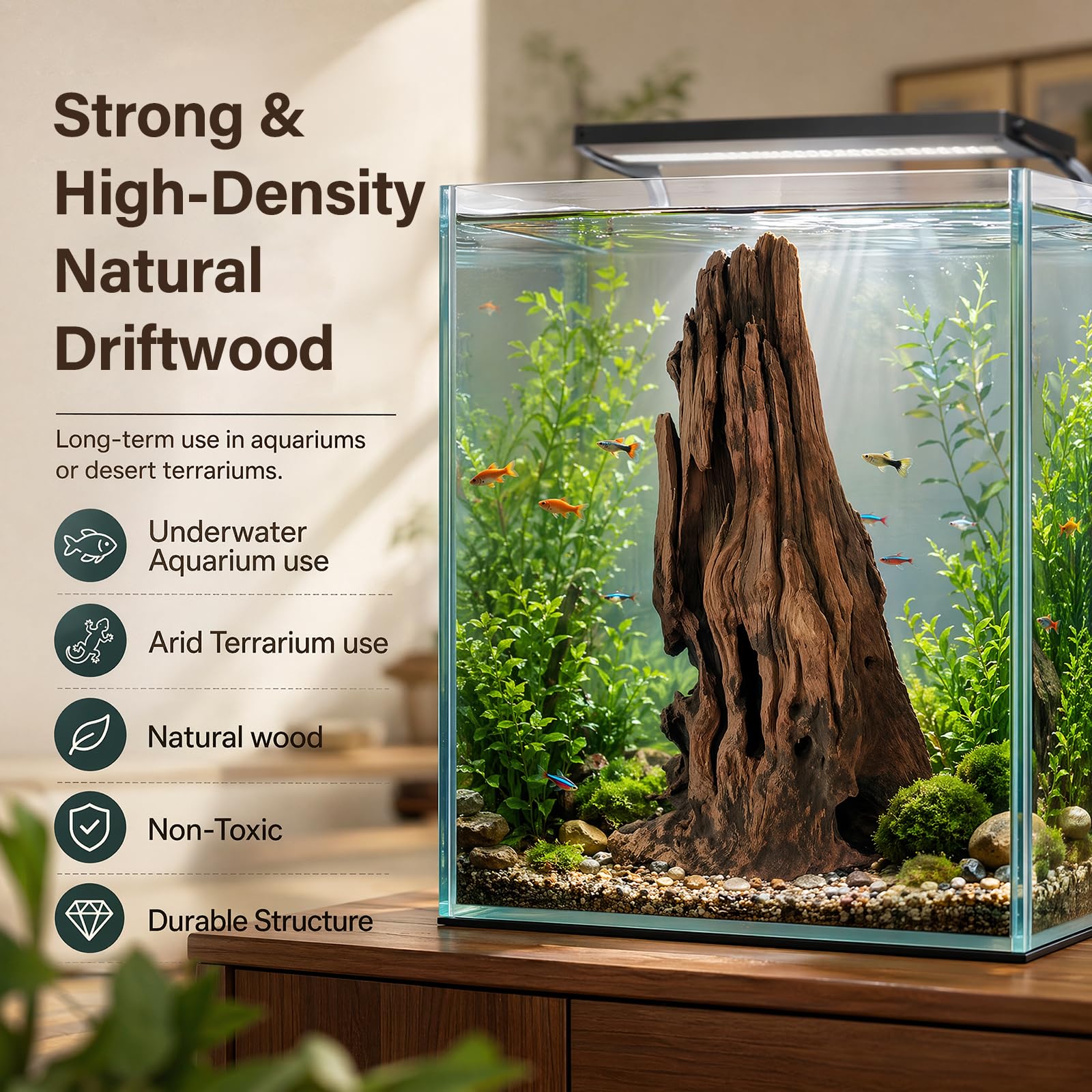 LYPHARD AQUARIUMS Bois flotté naturel pour aquarium, 45,7 à 61 cm, grandes branches décoratives assorties pour peau de reptile, aquarium, 1 pièce