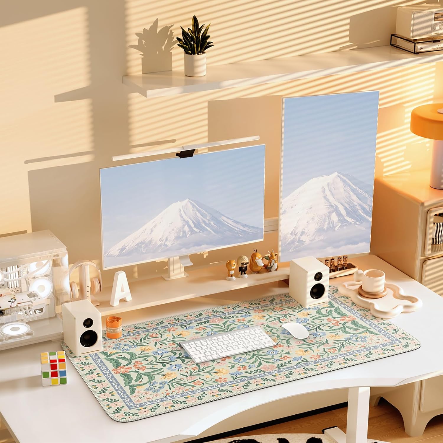 iCasso Laptop Sleeve 13 inch for MacBook Air 13-13.6 inch, Cute Laptop case for MacBook Pro 13 inch, Slim Protective Travel Carrying Case for MacBook Pro 14 inch,Desk Matt for Desktop,Green Floral