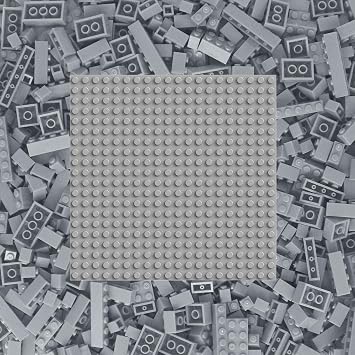Bulk Light Grey Building Bricks with 2 Baseplates, Classic Building Blocks Compatible with All Major Brands